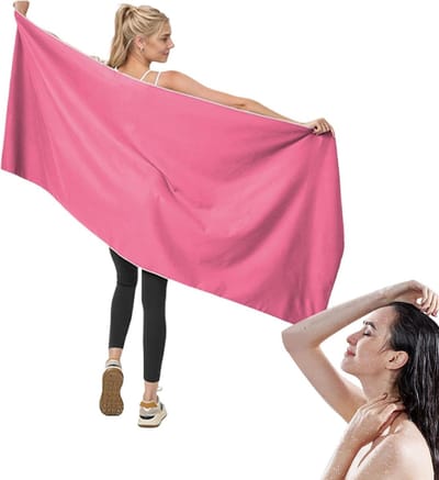 Microvezel reishanddoek - Sneldrogende sportdoek - Outdoor avonturen - Zeer absorberend - 76 x 152 cm - Roze