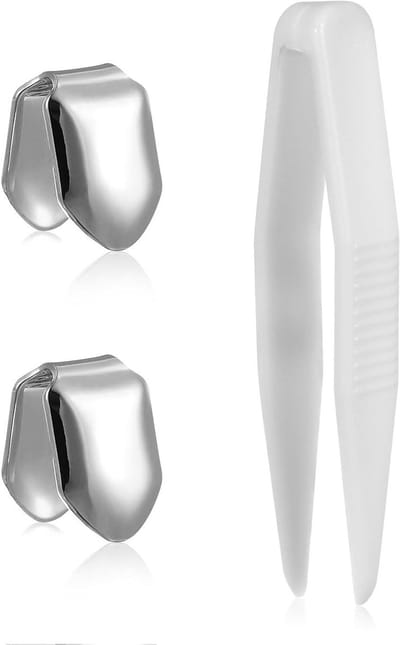 2 Stuks Enkele Grill Kappen voor Feestjes, Halloween Accessoires voor Volwassenen en Kinderen, Speelgoed en Decoratie (Zilver)