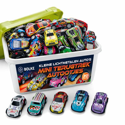 Bolke Terugtrek Autotjes 30 Stuks Metaal - Pull Back Miniatuur Modelauto - Uitdeelcadeautjes Kinderfeestje