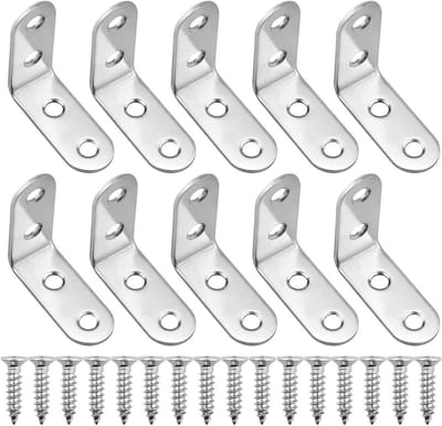 Hoekbeugels 40x40mm - 30 Stuks RVS 90 Graden Hoeksteunen met 120 Schroeven voor Meubelassemblage