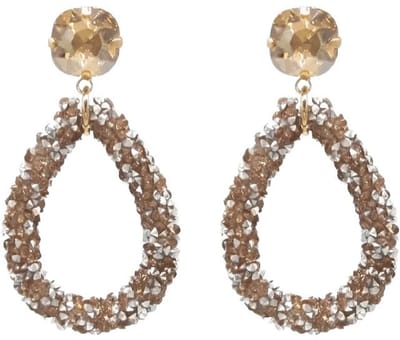 Aramat Jewels | Oorhangers | Elegante Druzy Oorbellen – Champagne – 58x30mm | | | | | | | Verkleurd niet