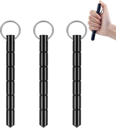 Daity 3-delige veiligheidssleutelhangerset voor dames - metalen tactische sleutelhanger - aluminium veiligheidssleutelhanger - tactische raamverbreker - geschikt voor vrouwen - dames en meisjes (zwart).
