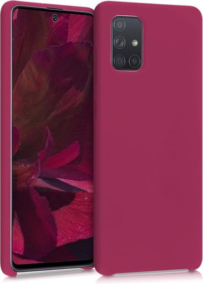 kwmobile telefoonhoesje geschikt voor Samsung Galaxy A71 - Hoesje met siliconen coating - Smartphone case in granaatappelrood
