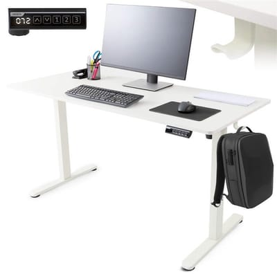 AREBOS in hoogte verstelbaar elektrisch bureau 120 x 60 cm met geheugenfunctie