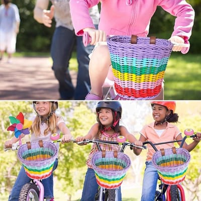 Kinderfietsmand Vlechtwerk met Bevestigingsmateriaal voor Meisjes en Jongens