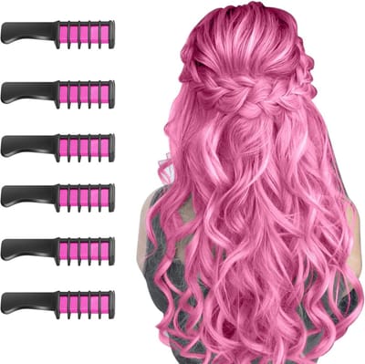 Krijt voor Kinderen, Tijdelijke Felgekleurde Haarkrijt voor Meisjes, Perfecte Cadeaus voor Verjaardagen, Halloween en Cosplay Feestjes (Roze)