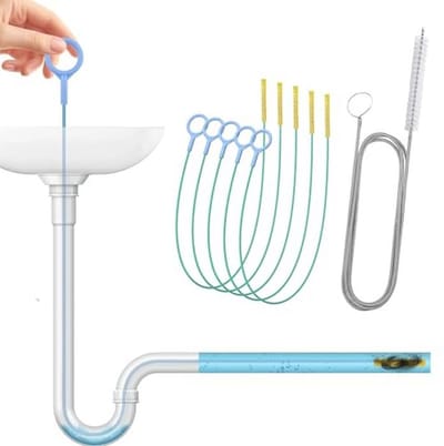 Afvoerontstopper set - 5 flexibele fretten en 1 koelkast gereedschap, herbruikbaar en geschikt voor keuken en badkamer