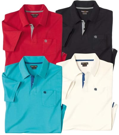 ATLAS FOR MEN - Set van 4 polo’s van katoen - Heren - Verkrijgbaar in grote maten - L