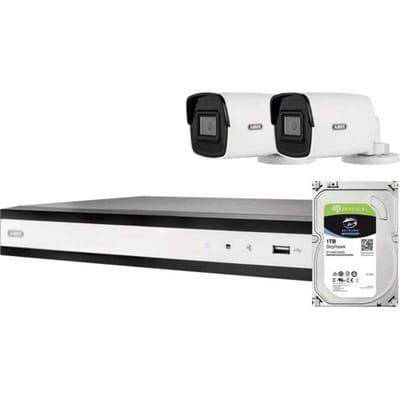 ABUS Komplett-Set mit 2 PoE Mini Tube-Kameras + Rekorder TVVR36423T IP-Bewakingscameraset LAN 1920 x 1080 Pixel