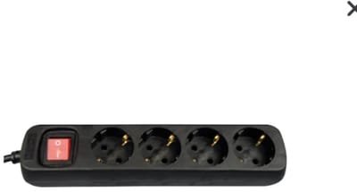 Tafelcontactdoos 4-voudig - met randaarde, schakelaar, 5 meter kabel, 3x1.5mm², zwart