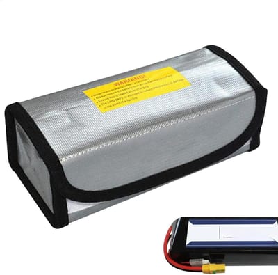 Batterij Veiligheidstas - Draagbare Opberger - Veilig Transport - Waterdicht Ontwerp - 185 x 75 x 60 mm - Zilver