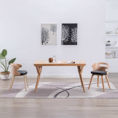 vidaXL - Eetkamerstoelen - 2 - st - gebogen - hout - en - kunstleer