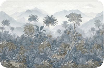 WC mat 60x40 cm - Antislip - Jungle - Landschap - Blauw - Toiletmat - Vloermat - Douchemat - Toilet tapijt - Toiletmatten