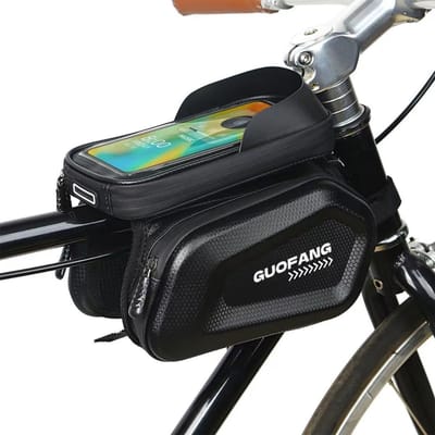 Waterdichte fiets bovenste pijp voorste frame tas. Waterdichte touchscreen fiets telefoon tas compatibel met maximaal 6,7 inch
