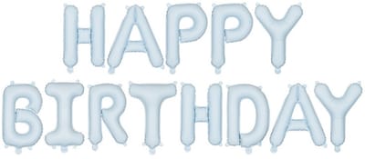 'Happy Birthday' ballon set - 35 cm letters - Pastel blauw - Geschikt voor lucht & helium - Herbruikbaar