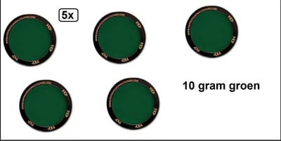 5x PXP Professional Colours 10 gram groen  - Schmink Sint en Piet festival thema feest party fun