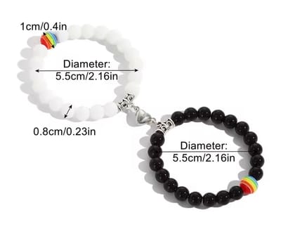 Akyol - koppel armband -valentijn voor hem en haar-vriendschapsarmband- Liefdes Cadeau-Romantisch-Cadeau voor je vrouw of vriendin - Mannen Cadeautjes – vrouwen cadeautjes – magneten – zwarte armband- zwart wit kleurige armband - liefdes armba