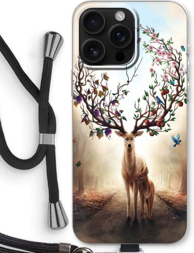 Case Company® - Hoesje met koord geschikt voor iPhone 16 Pro Max hoesje met Koord - Seasons Change - Telefoonhoesje met Zwart Koord - Bescherming aan alle Kanten en Over de Schermrand
