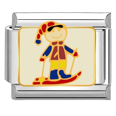 Quiges - Schakel - Bedel - 9mm - charms - Wintersport skiën - Geschikt voor - armband - Schakelarmband - italy bedels armband