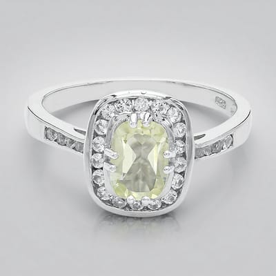 Cavill - Zilveren ring - 925 Sterling Zilver - Orthoklaas 0 6 ct Madagaskar - Witte Topazen 0 268 ct - Vintage Elegant Antiek Slijpsel