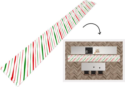 Keukenloper - Keukenmat - Patronen - Kerst - Strepen - 400x50 cm - Keuken vloerkleed