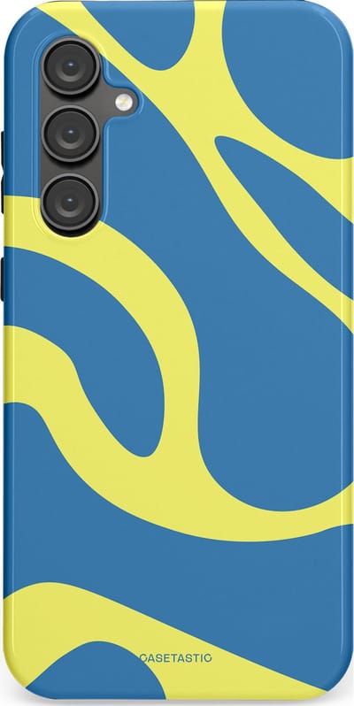 Casetastic hoesje geschikt voor Samsung Galaxy S23 FE - Dubbellaagse bescherming - Blauwe Gele Zee Stranden - Fashion Case - Lavendel Goud Lichtblauw