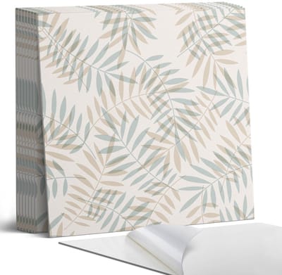 Coloray Plaktegels - Bladeren in een delicaat patroon Portugese Tegels - 30 cm x 30 cm - Beige Plaktegels - 9 stuks - Vierkant PVC Tegels - Plaktegels Keuken - Zelfklevende Vloertegels - Vinyl Tegels - Zelfklevende Tegels