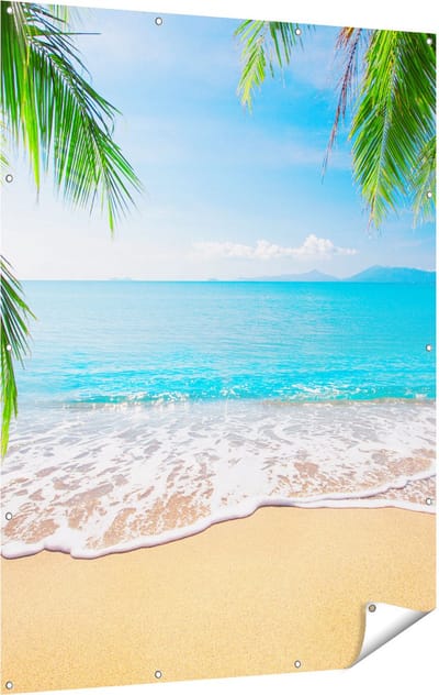 Gards Tuinposter Tropisch Strand en Zee - 120x160 cm - Tuindoek - Tuindecoratie - Wanddecoratie buiten - Tuinschilderij