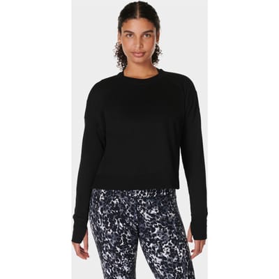 Sweaty Betty After Class Crop Sweatshirt ZWART - Maat XL