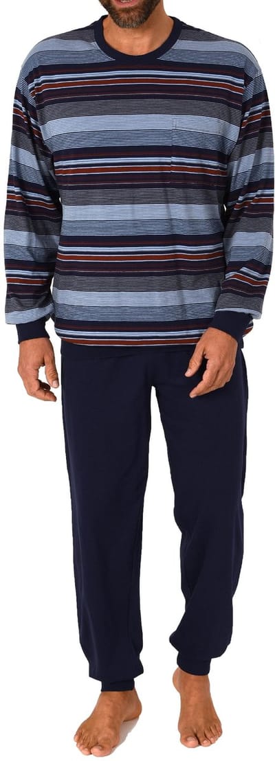 Herenpyjama met lange mouwen en manchetten Pyjama in een geweldige gestreepte look