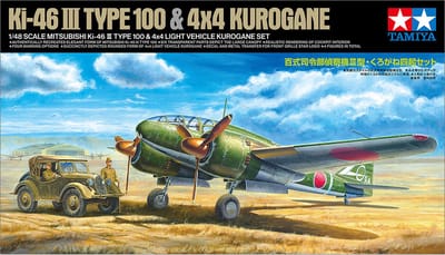 Tamiya Modelbouwpakket Auto - 25217 Mitsubishi Ki-46 III Type 100 en 4X4 Licht Voertuig Kurogane Set Plastic - 1:48 - Modelbouw