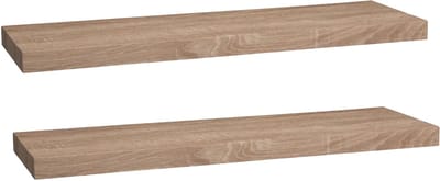 5five Zwevende wandplank Bassline - 2x - bruin eiken - 80 cm - hout/MDF - boekenplank - muurplank - opbergplank - hangplank