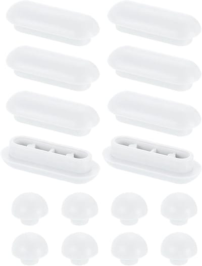 Allecto plus - Toiletbrilbufferset 8-delig, antislip kunststof, universele buffer-toiletdeksel, wit, thuis en hotelgebruik