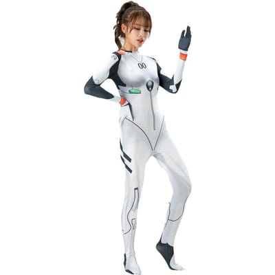 Japanse Anime Asuka Langley Soryu Mari Rei Ayanami Cosplay Kostuum EVA Asuka Test Jumpsuits Zentai Pak Bodysuit Voor Halloween S(160cm) white