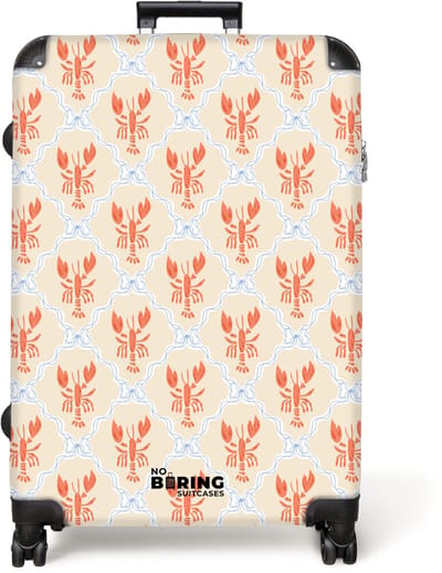 NoBoringSuitcases.com® - Koffer groot - Reiskoffer lichtgewicht - Kreeft illustratie oranje - Rolkoffer met 4 wielen - Grote trolley XL - 98 liter bagage