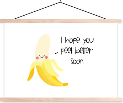 Posterhanger incl. Poster 90x60 cm - Schoolplaat - Beterschap - Quotes - Banaan - Textielposter - Blanke latten