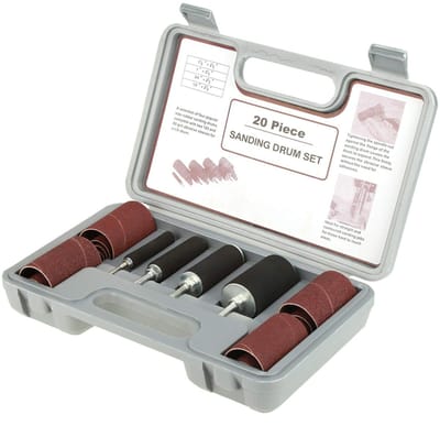 Dailygoody - Schuurtrommelset - 20-delige set - Voor kolomboormachine - Inclusief koffer - Perfect voor houtbewerking - Professionele schuurtools - Ha