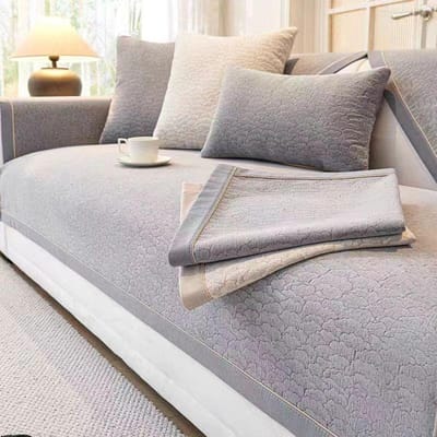 Nieuw Chenille Effen Kleur Jacquard Bankkussen voor Alle Seizoenen Universele Antislip Bankhoes Hoes Rugleuning Crème Stijl Sofe Mat 70x70cm 1pcs