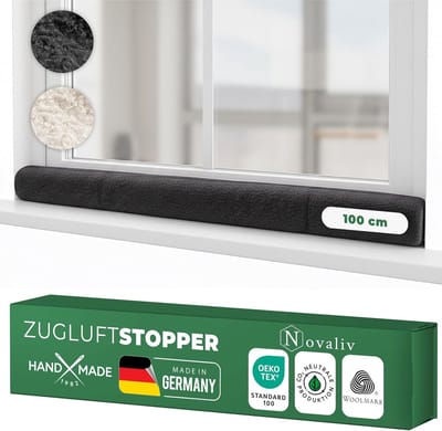 Tochtstrip voor ramen 100cm antraciet scheerwol  houdt tocht en kou tegen, dempt geluid/stof/licht, antislip, geen boren nodig; voor vensterbank/kozijn, dicht kieren af, één stuk