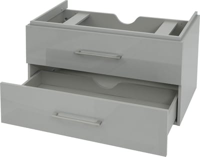 Premium wastafelonderbouw MCW-D16, wastafelonderbouw badkamermeubel, hoogglans 90cm ~ grijs