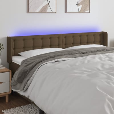 vidaXL - Hoofdbord - LED - 183x16x78/88 - cm - stof - donkerbruin