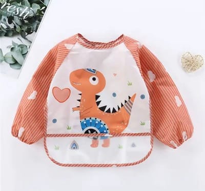 Akyol - Slabbetje korte mouwen Lente - zomer slab - Dinosaurus - Baby peuter slabber - wasbaar - herbruikbare slabber - eten zonder te smeren - slabbetje met dieren - slabber voor kleine kinderen