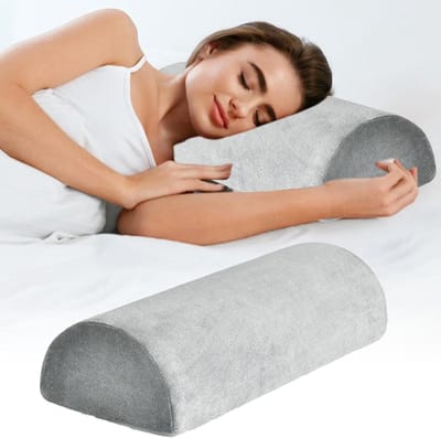 ByShane - Kniesteun Kussen voor Beenverhoging en Nekondersteuning - Comfortabel Half Moon Kussen met Traagschuim - Ergonomisch Ontwerp - Ideaal voor Slapen op de Zij - Grijs