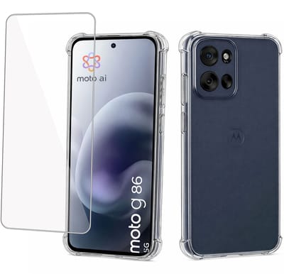 ChiGuard Hoesje & Screenprotector geschikt voor Motorola Moto G86 Hoesje Screenprotector - Gehard Glas Cover + Shock Proof Case - Transparant