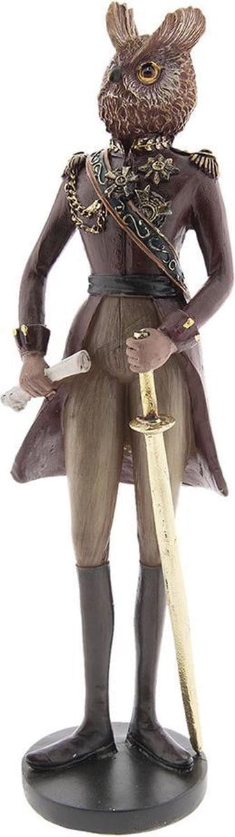 Clayre & Eef Decoratie Beeld Uil 10*8*31 cm Bruin Kunststof Decoratief Figuur Decoratieve Accessoires Woonaccessoires