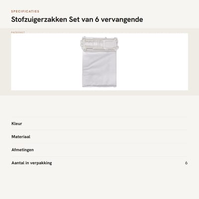 Dailygoods- Stofzuigerzakken Vervangend - Set van 6 - Geschikt voor Vorwerk VK135/VK136/FP135/FP136 - Niet-geweven stoffen - Verbeterde filtratie - Duurzaam - Stofzak