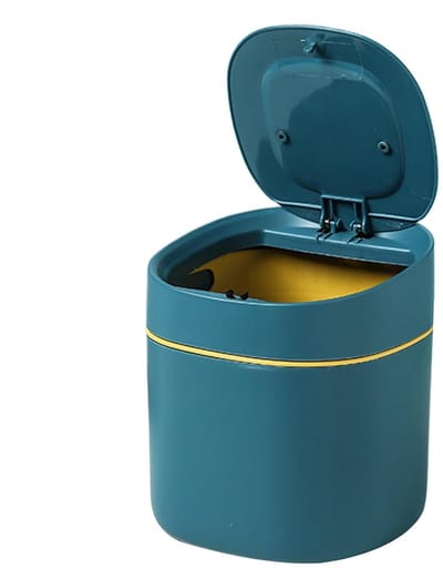 Bureau Afvalemmer - Opbergdoos Werkplek - Netheid Creëren - Geurbestendig Deksel - 16x14x14 cm - Blauw