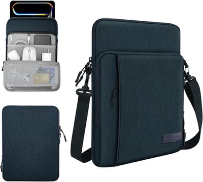 Tablet Sleeve Tas voor 12.9 Inch Tablets met Vakken - Geschikt voor iPad Pro, Surface Laptop en Galaxy Tab S8+/S9+ - Indigo Kleur