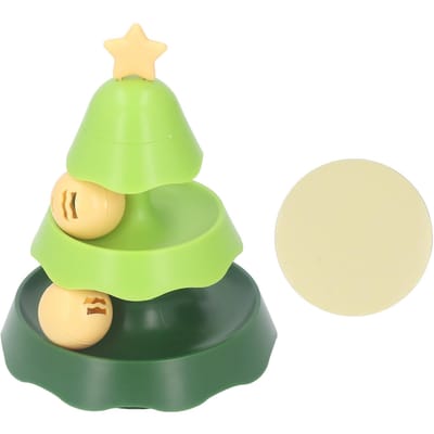 Jouets Piste à Balles pour Chaton Réduisent l'Ennui Amusant Interactif Multicouche Forme Arbre de Noël Teaser pour Chat vert