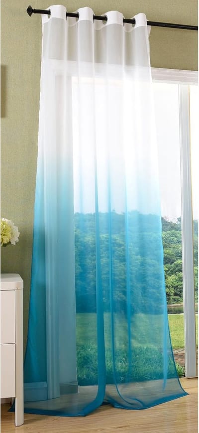 gordijn met ogen, transparant, kleur verloop, ÖKÖTEX standaard, 100 % polyester, turquoise, 1 stuk 245 x 140